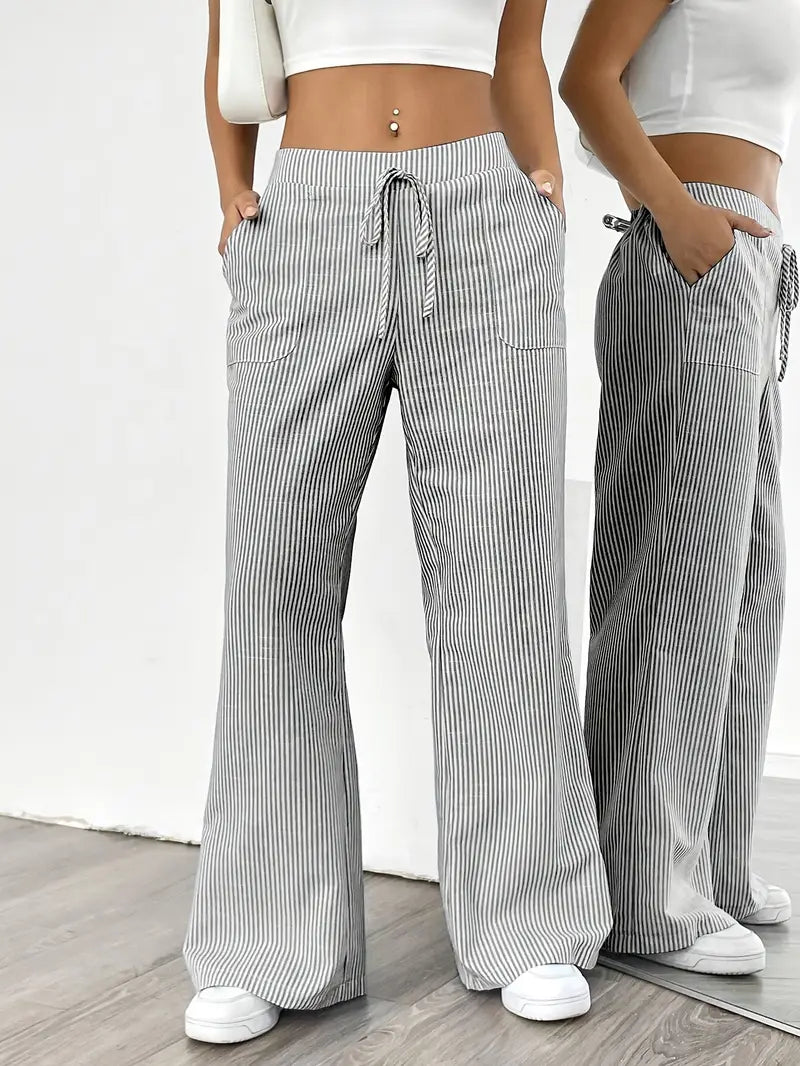 Alina™ | Elegant Striped Trousers with Pockets