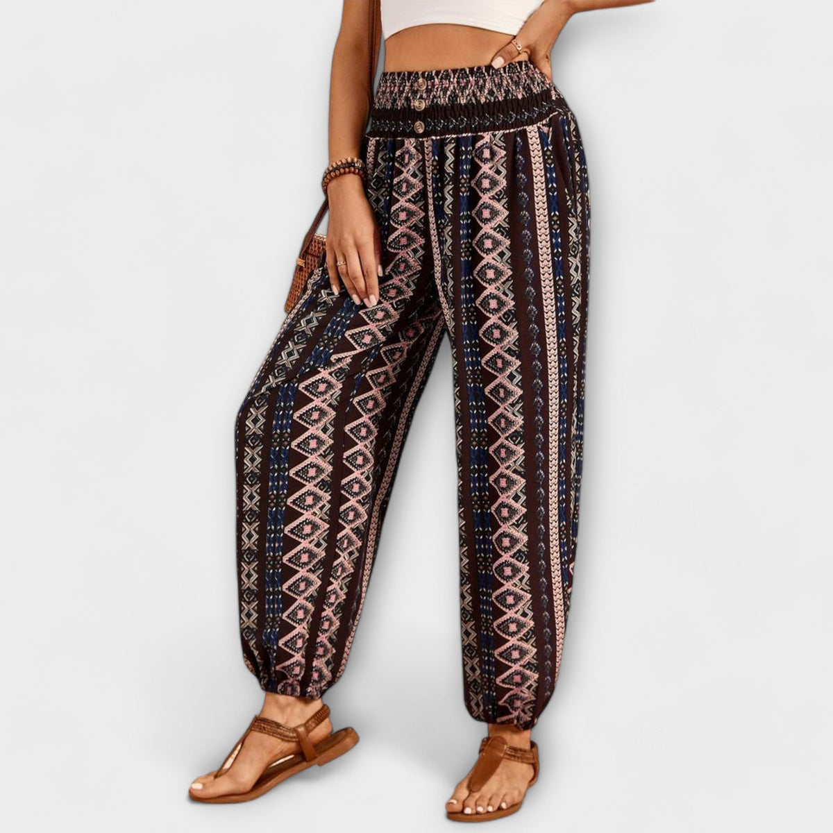 Scarlett - Pants with Ethnic Graphic Print