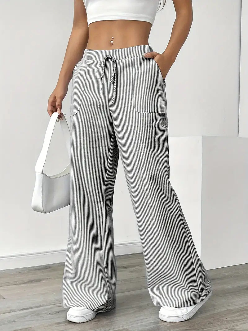 Alina™ | Elegant Striped Trousers with Pockets