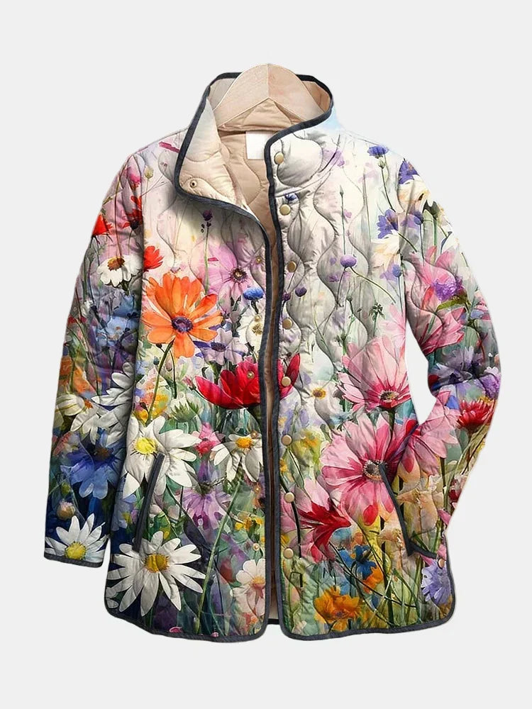 Amaya - Vintage Floral Print Quilted Jacket