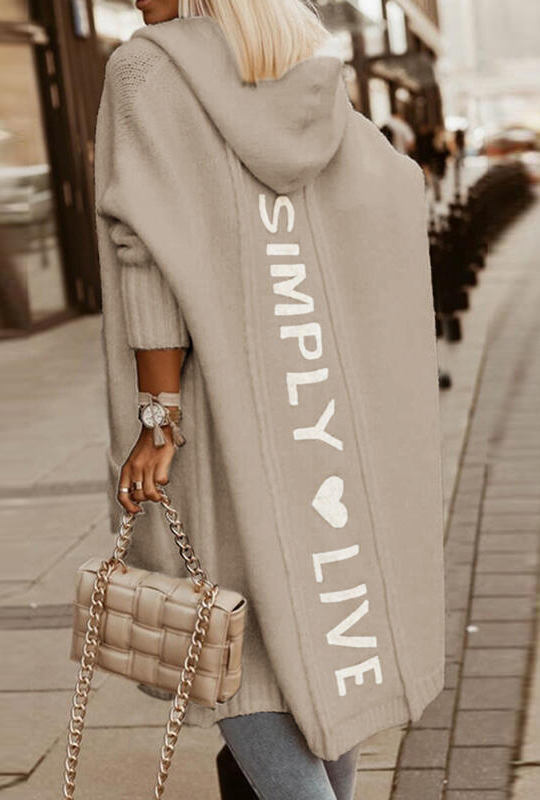Women's Knee-Length Longline Coat, Long Sleeve Elegant Autumn Coat