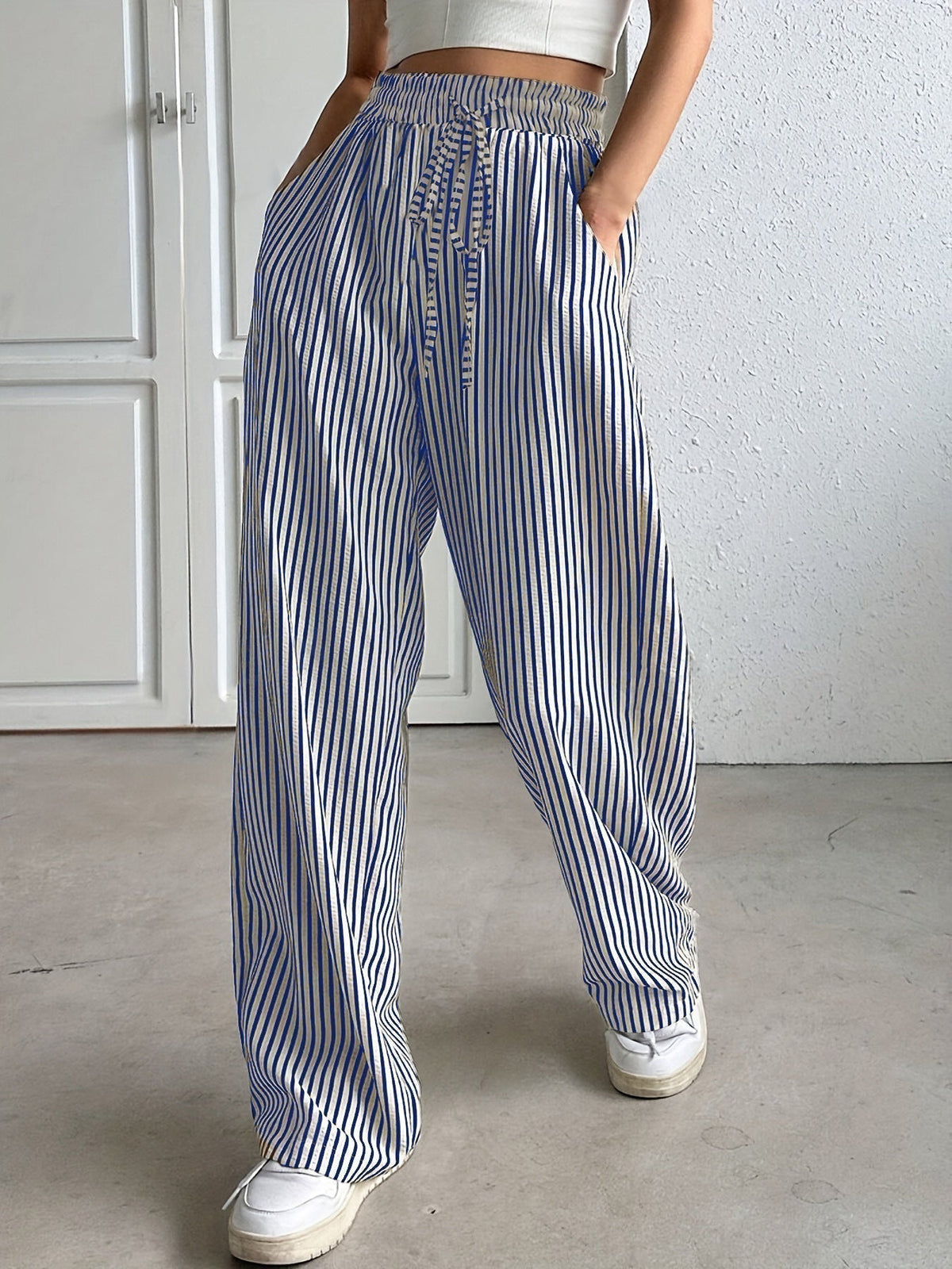 Hollis – Wide-Leg Striped Trousers