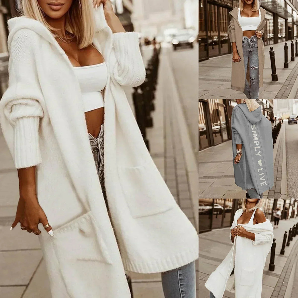 Women's Knee-Length Longline Coat, Long Sleeve Elegant Autumn Coat