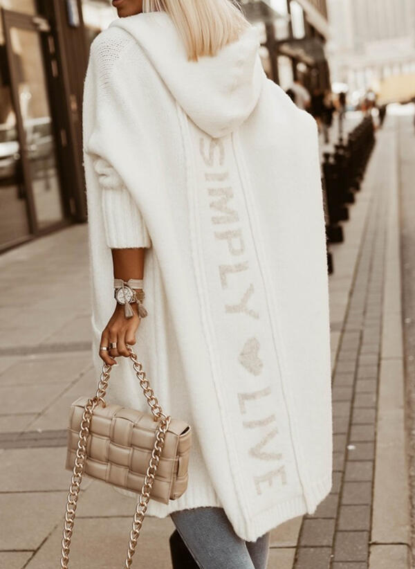 Women's Knee-Length Longline Coat, Long Sleeve Elegant Autumn Coat