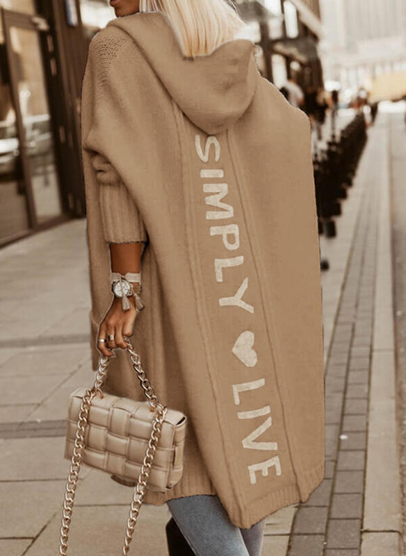 Women's Knee-Length Longline Coat, Long Sleeve Elegant Autumn Coat