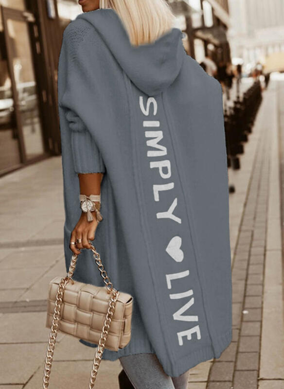 Women's Knee-Length Longline Coat, Long Sleeve Elegant Autumn Coat