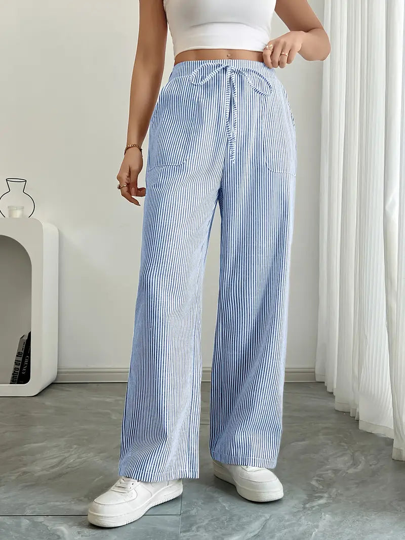 Alina™ | Elegant Striped Trousers with Pockets